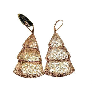 Joan Rivers Vintage-Look Rose Gold-Tone Floral Drop Earrings Layered Tree
